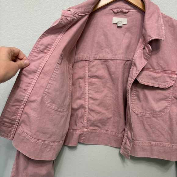 LOFT Wide-Sleeve Oversized Cropped Denim Jacket - Mauve Muse, M - NWOT - Picture 3 of 8